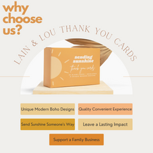 Load image into Gallery viewer, Lain & Lou Boho Thank You Cards with Envelopes 30 Pack | You Are My Sunshine Birthday | Thank You Notes for Business, Wedding, Birthday, Baby Shower