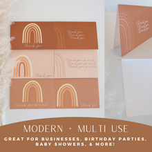 Load image into Gallery viewer, Lain & Lou Boho Rainbow Thank You Cards | 30 Pack with 6 Modern Designs - 4x6 inch Folded Cards with Envelopes
