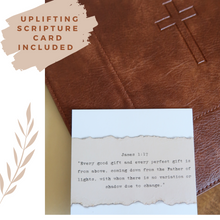 Load image into Gallery viewer, Lain & Lou Cross Leather Valet Tray for Men - Leather Gifts for Him with Scripture Included for Dad | EDC Dump Tray Catholic Gifts, Christian Thoughtful Gifts for Men