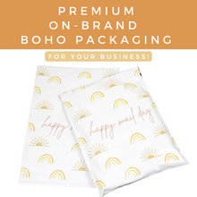 Load image into Gallery viewer, Lain &amp; Lou Boho Rainbow &amp; Sunshine Happy Mail Day 10x13 Polymailer - Pack of 100 - Cute Shipping Bags – Water-Resistant Small Business Supplies for Adult Clothing, Baby Swaddles, &amp; More
