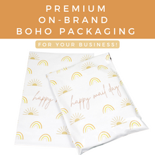 Load image into Gallery viewer, Lain & Lou Boho Rainbow & Sunshine Happy Mail Day 10x13 Polymailer - Pack of 100 - Cute Shipping Bags – Water-Resistant Small Business Supplies for Adult Clothing, Baby Swaddles, & More