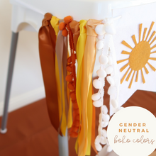 Load image into Gallery viewer, Lain & Lou First Trip Around the Sun ONE Banner – Boho You are My Sunshine Birthday Party Gender Neutral Boho Sunshine 1st Birthday Party Ideas Girl