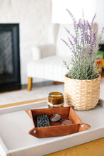 Load image into Gallery viewer, Lain & Lou Cross Leather Valet Tray for Men - Leather Gifts for Him with Scripture Included for Dad | EDC Dump Tray Catholic Gifts, Christian Thoughtful Gifts for Men