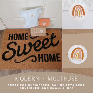 Lain & Lou Happy Mail Stickers | Boho Rainbow Business Stickers | Cute Packaging for Small Business