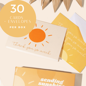 Lain & Lou Boho Thank You Cards with Envelopes 30 Pack | You Are My Sunshine Birthday | Thank You Notes for Business, Wedding, Birthday, Baby Shower