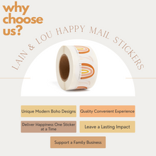 Load image into Gallery viewer, Lain &amp; Lou Happy Mail Stickers | Boho Rainbow Business Stickers | Cute Packaging for Small Business
