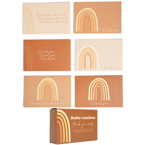 Lain & Lou Boho Rainbow Thank You Cards | 30 Pack with 6 Modern Designs - 4x6 inch Folded Cards with Envelopes
