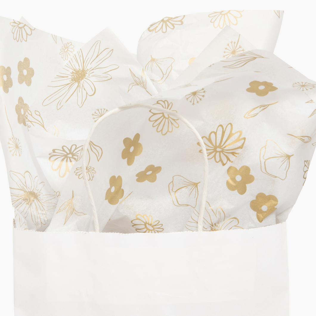 Gold Line Floral Wrapping Paper (WHITE)