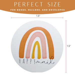 Lain & Lou Happy Mail Stickers | Boho Rainbow Business Stickers | Cute Packaging for Small Business