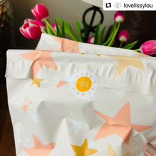 Load image into Gallery viewer, Lain &amp; Lou Sending Sunshine Happy Mail Stickers | Yellow Boho Packaging Stickers | 4 Unique Designs

