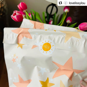 Lain & Lou Sending Sunshine Happy Mail Stickers | Yellow Boho Packaging Stickers | 4 Unique Designs