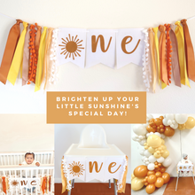 Load image into Gallery viewer, Lain &amp; Lou First Trip Around the Sun ONE Banner – Boho You are My Sunshine Birthday Party Gender Neutral Boho Sunshine 1st Birthday Party Ideas Girl
