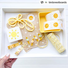Load image into Gallery viewer, Lain &amp; Lou Sending Sunshine Happy Mail Stickers | Yellow Boho Packaging Stickers | 4 Unique Designs
