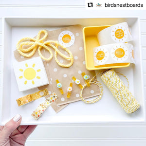 Lain & Lou Sending Sunshine Happy Mail Stickers | Yellow Boho Packaging Stickers | 4 Unique Designs