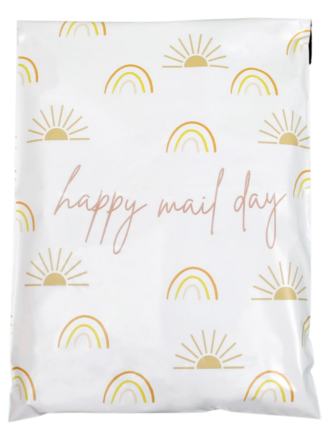 Lain & Lou Boho Rainbow & Sunshine Happy Mail Day 10x13 Polymailer - Pack of 100 - Cute Shipping Bags – Water-Resistant Small Business Supplies for Adult Clothing, Baby Swaddles, & More