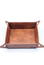 Load image into Gallery viewer, Lain &amp; Lou Cross Leather Valet Tray for Men - Leather Gifts for Him with Scripture Included for Dad | EDC Dump Tray Catholic Gifts, Christian Thoughtful Gifts for Men
