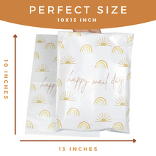 Load image into Gallery viewer, Lain &amp; Lou Boho Rainbow &amp; Sunshine Happy Mail Day 10x13 Polymailer - Pack of 100 - Cute Shipping Bags – Water-Resistant Small Business Supplies for Adult Clothing, Baby Swaddles, &amp; More
