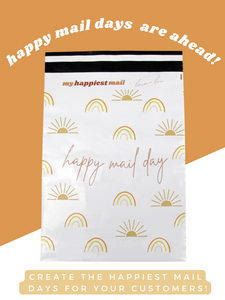 Lain & Lou Boho Rainbow & Sunshine Happy Mail Day 10x13 Polymailer - Pack of 100 - Cute Shipping Bags – Water-Resistant Small Business Supplies for Adult Clothing, Baby Swaddles, & More