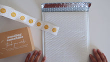 Load and play video in Gallery viewer, Lain &amp; Lou Sending Sunshine Happy Mail Stickers | Yellow Boho Packaging Stickers | 4 Unique Designs
