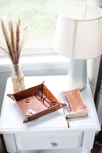 Lain & Lou Cross Leather Valet Tray for Men - Leather Gifts for Him with Scripture Included for Dad | EDC Dump Tray Catholic Gifts, Christian Thoughtful Gifts for Men