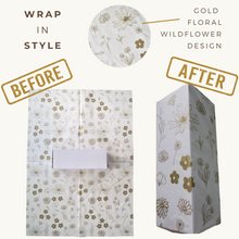 Load image into Gallery viewer, Lain &amp; Lou Gold Floral Tissue Paper for Gift Bags for Wedding, Birthday, Showers (25 Pack) Gold Tissue Paper for Packaging - Floral Wrapping Paper | Boho Tissue Paper for Small Business &amp; Crafts 20x28&quot;
