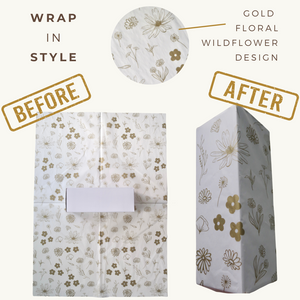 Lain & Lou Gold Floral Tissue Paper for Gift Bags for Wedding, Birthday, Showers (25 Pack) Gold Tissue Paper for Packaging - Floral Wrapping Paper | Boho Tissue Paper for Small Business & Crafts 20x28"